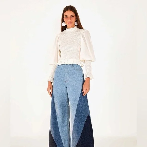 Farm Rio Patched Denim Pants - Picture 1 of 8